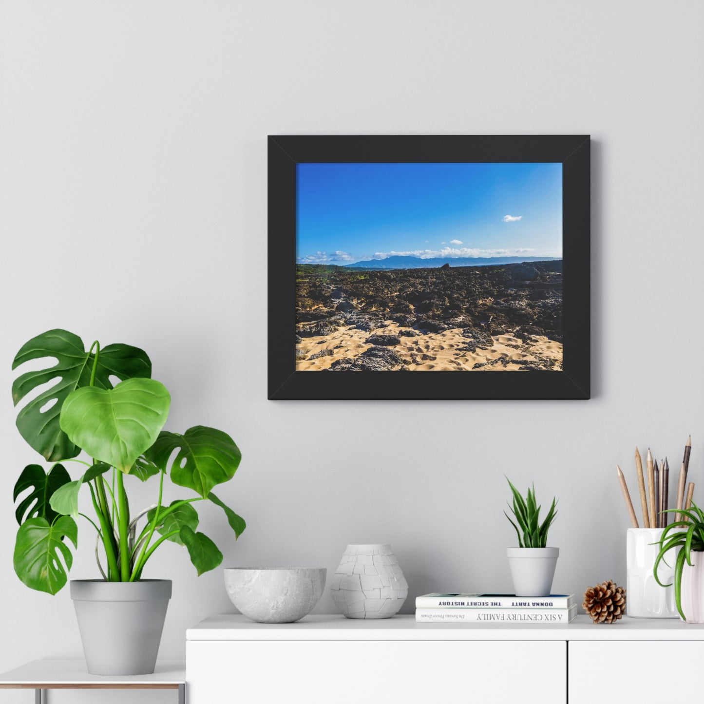 Hawaiian Shores: Volcanic Rock Serenity - Photography Print