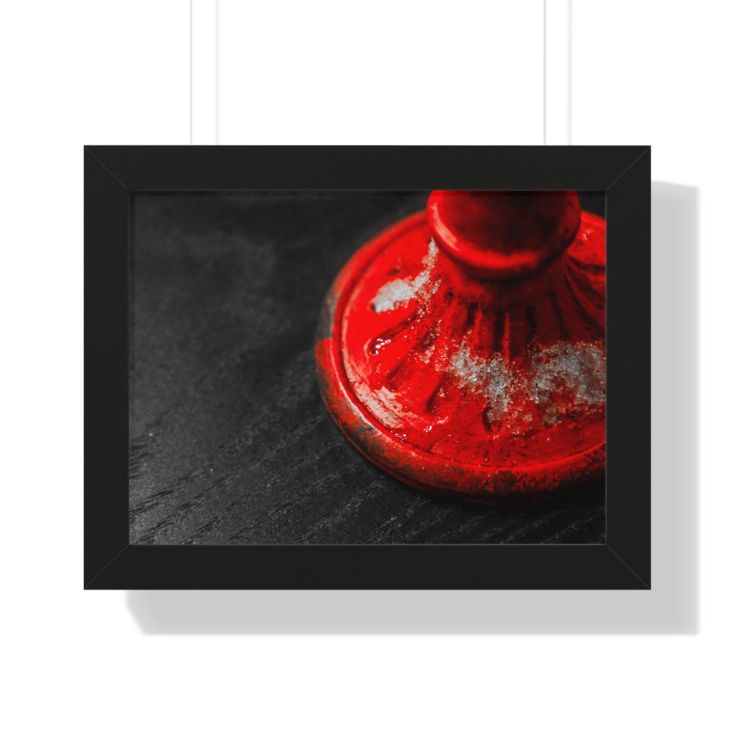 Winter Glow: Candlestick Adorned with Snow - Framed Photography Print