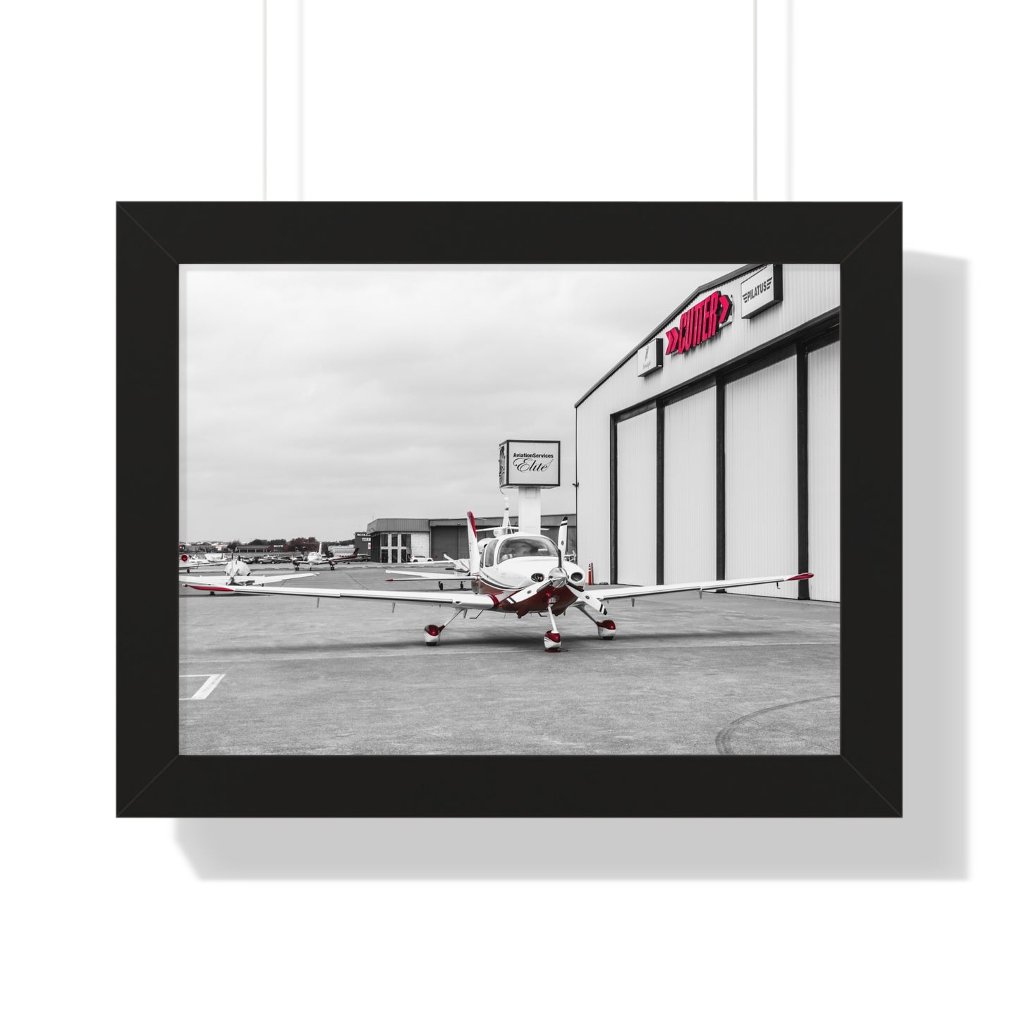 Ready for Takeoff: Airplane Outside the Hangar - Framed Photography Print