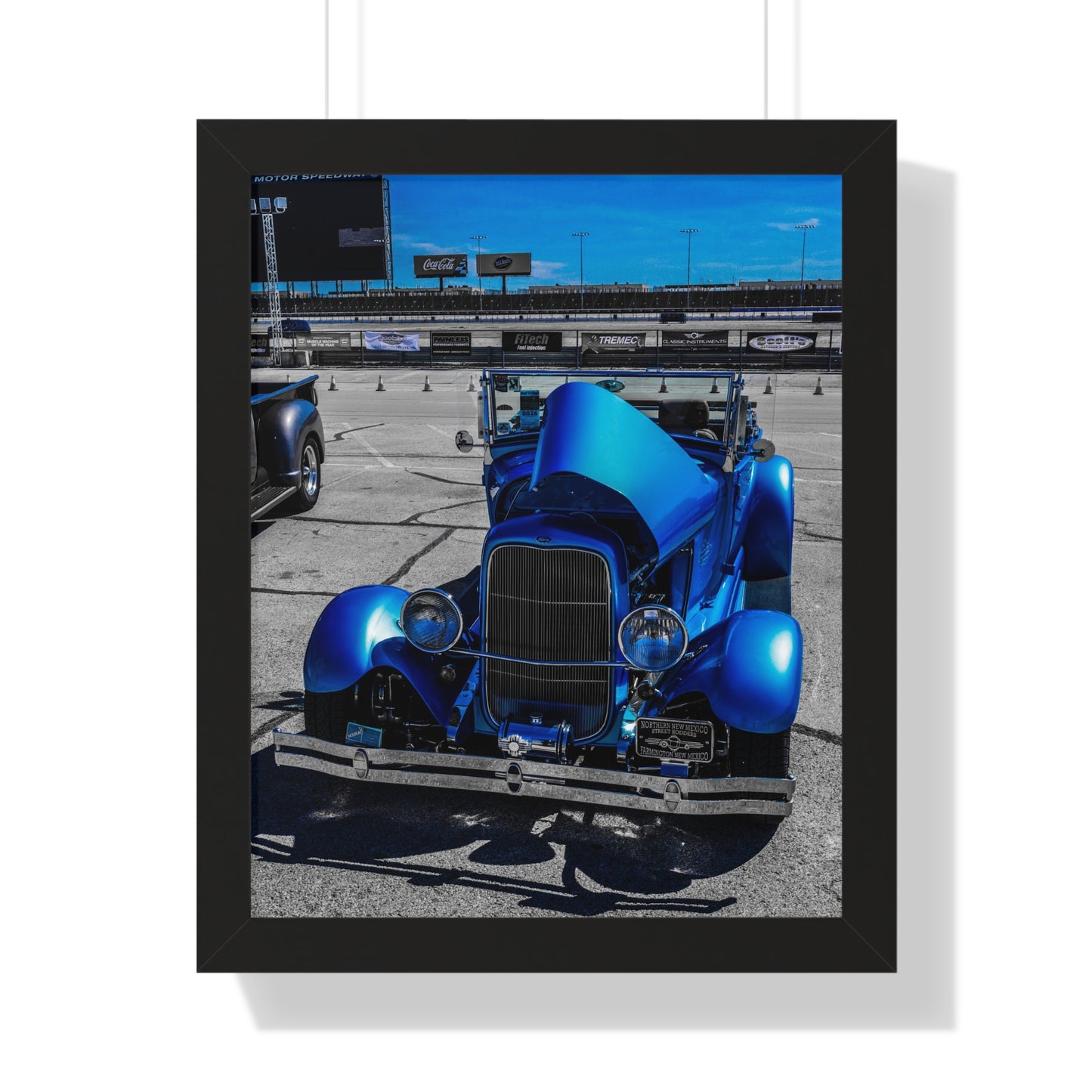 Heritage on Wheels: Antique Car Portrait - Framed Photography Print