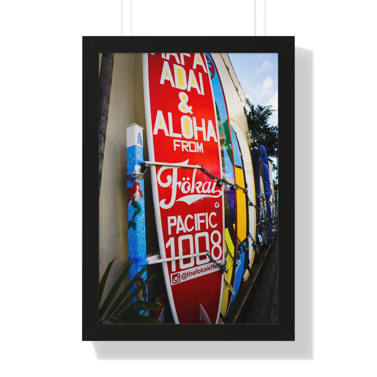 Hawaiian Vibes: Surfboards in the Alleyway - Framed Photography Print