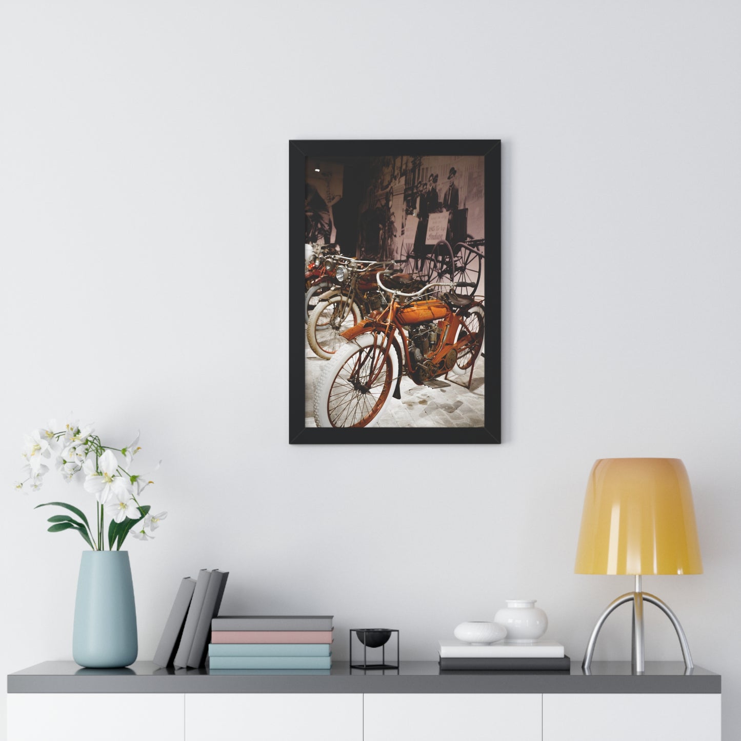 Vintage Indian Bikes at the Barber Vintage Motorsports Museum - Framed Print
