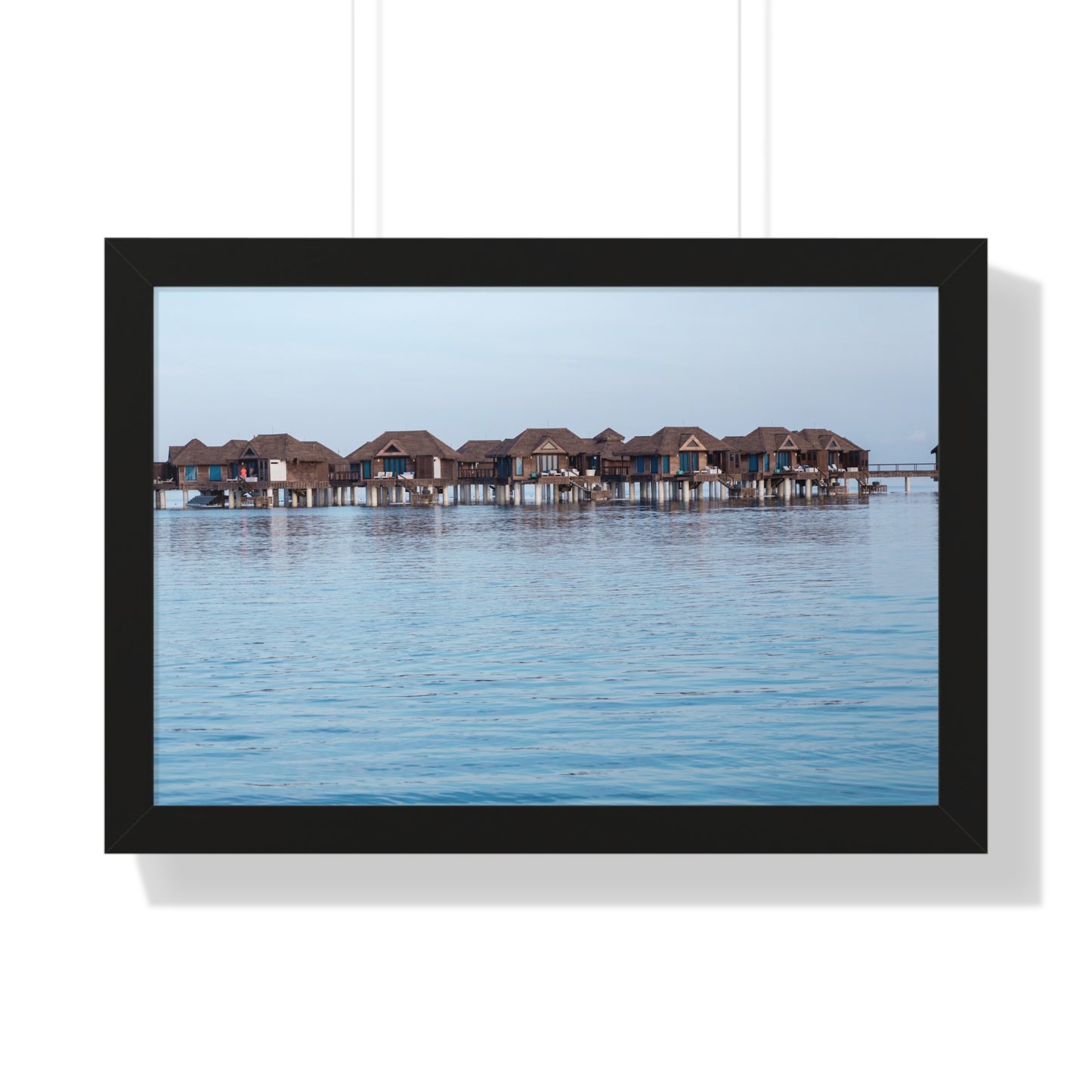 Idyllic Retreat: Water Bungalows at Sandals Resort, Jamaica - Framed Photography Print