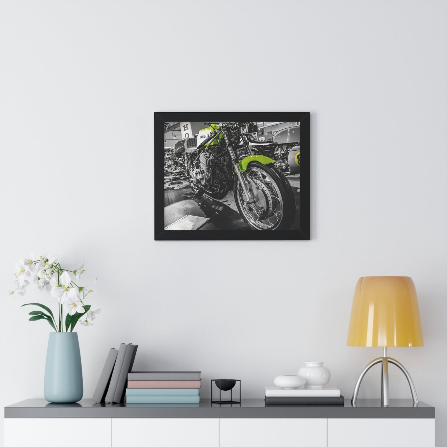 Kawasaki Motorcycle at the Barber Vintage Motorsports Museum - Framed Print