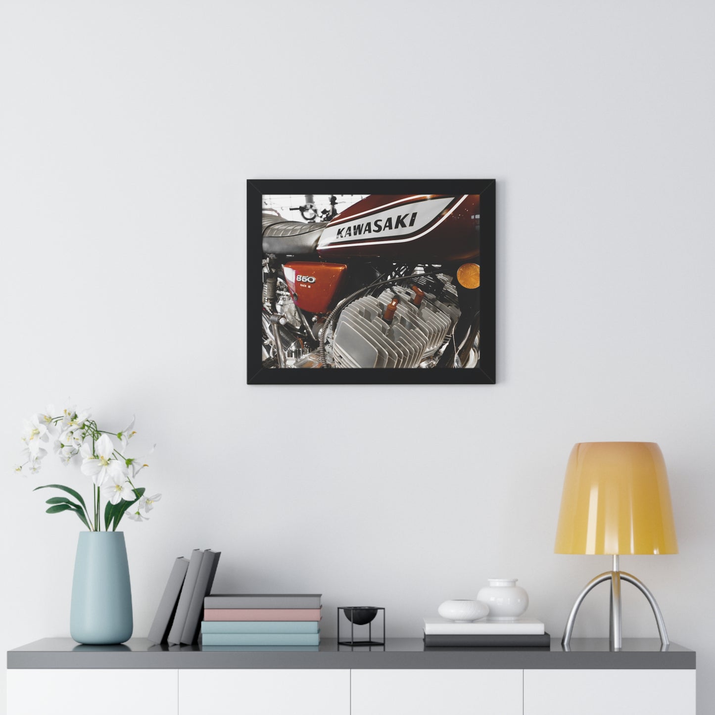 Kawasaki Motorcycles at the Barber Vintage Motorsports Museum - Framed Print