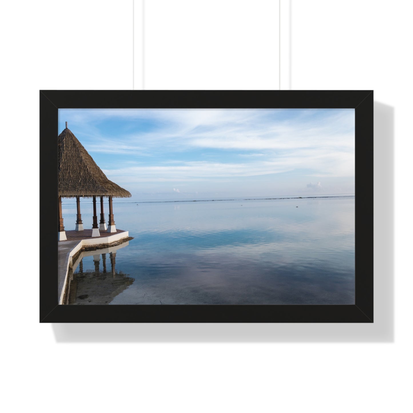 Seaside Escape: Hut at the End of the Boardwalk to the Ocean - Framed Photography Print