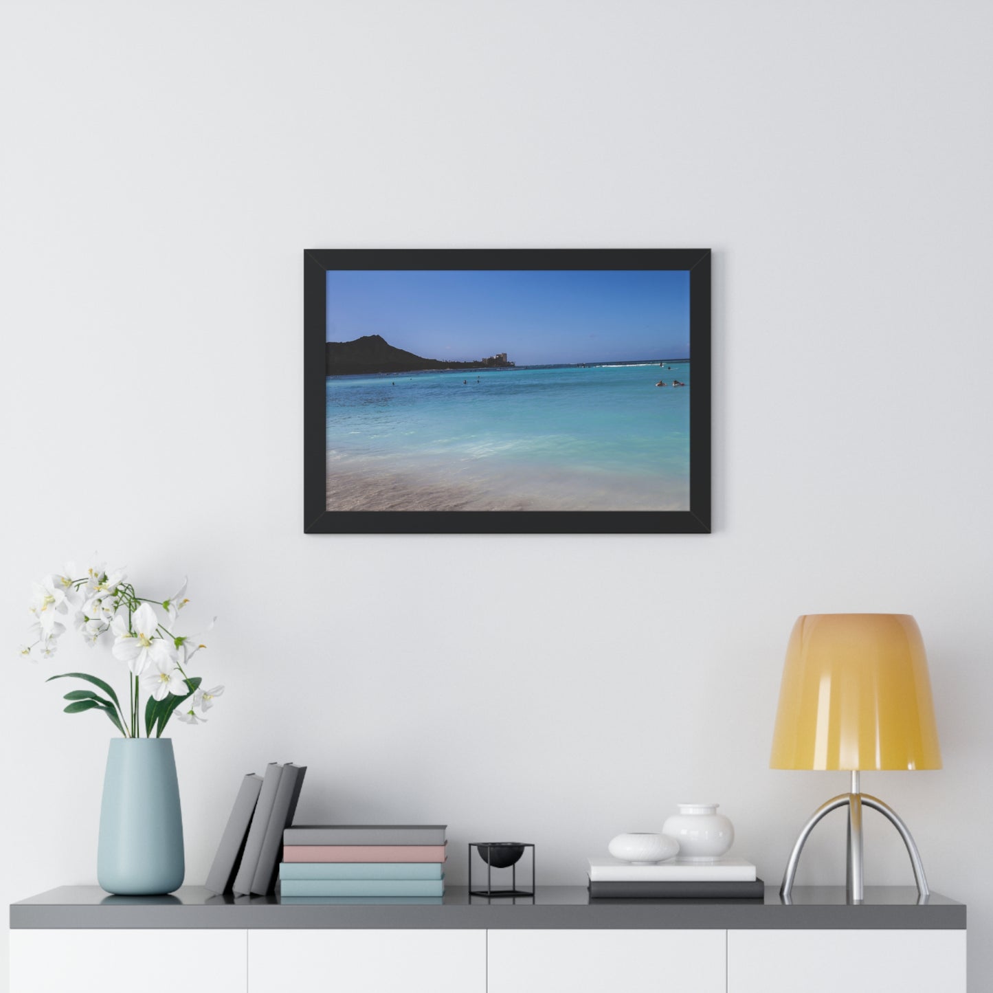 Hawaiian Serenity: Tranquil Ocean Waves - Framed Photography Print