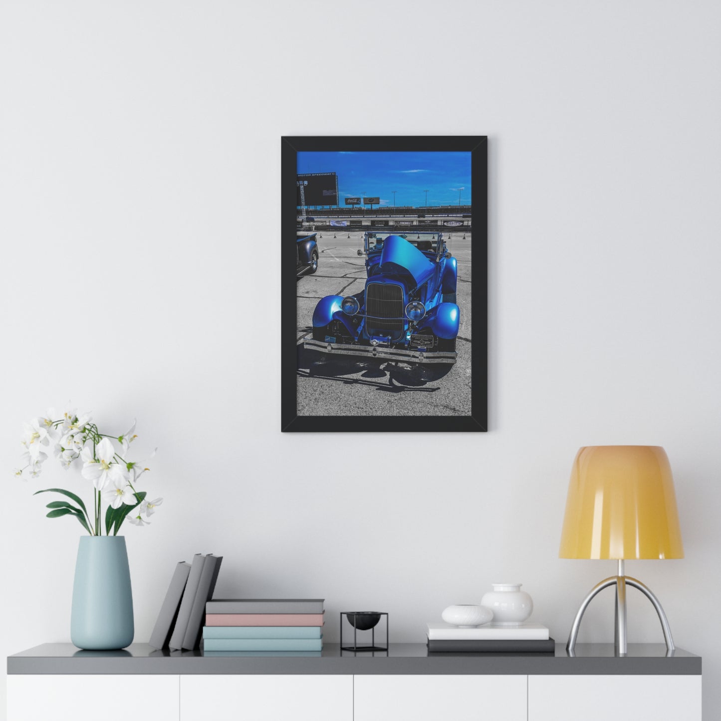 Heritage on Wheels: Antique Car Portrait - Framed Photography Print