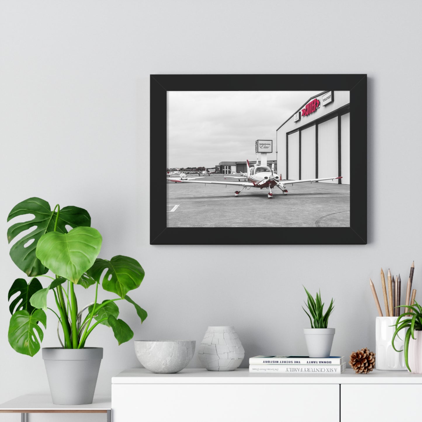 Ready for Takeoff: Airplane Outside the Hangar - Framed Photography Print