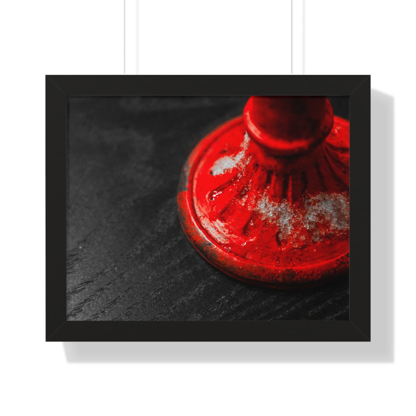 Winter Glow: Candlestick Adorned with Snow - Framed Photography Print