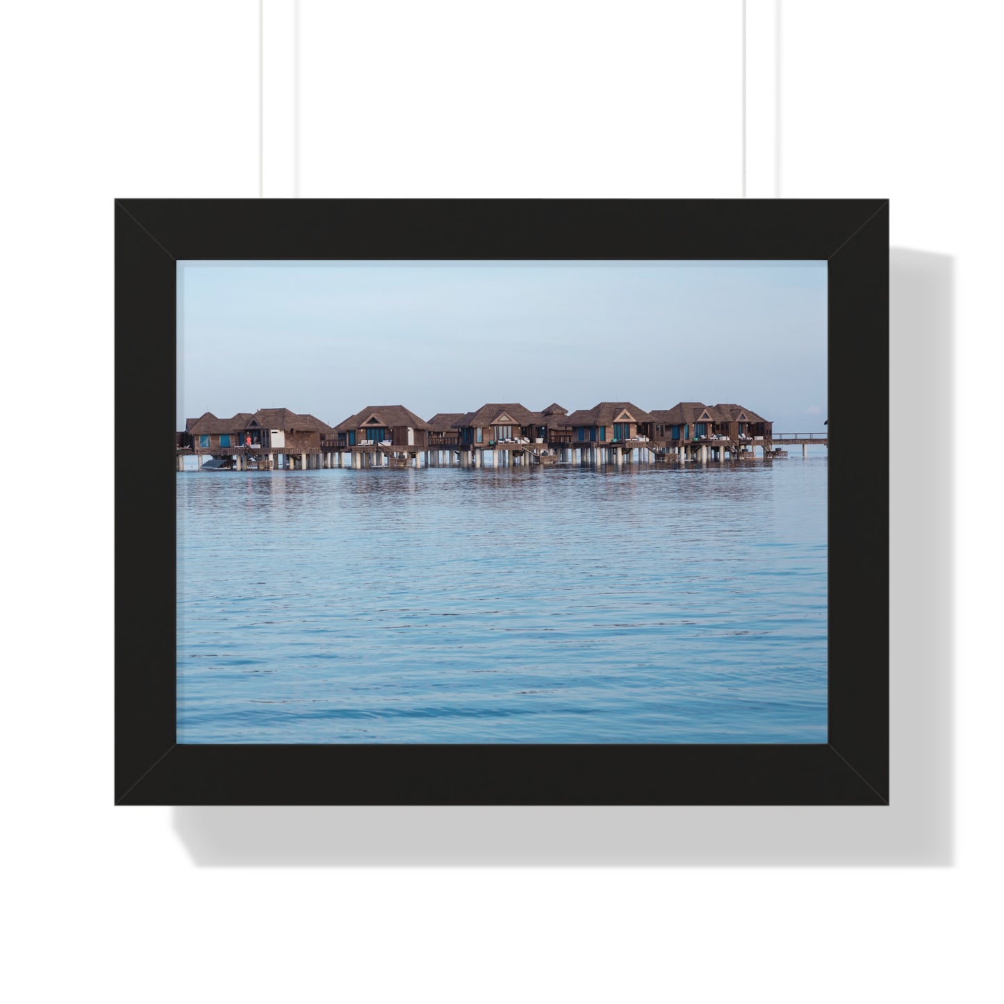 Idyllic Retreat: Water Bungalows at Sandals Resort, Jamaica - Framed Photography Print