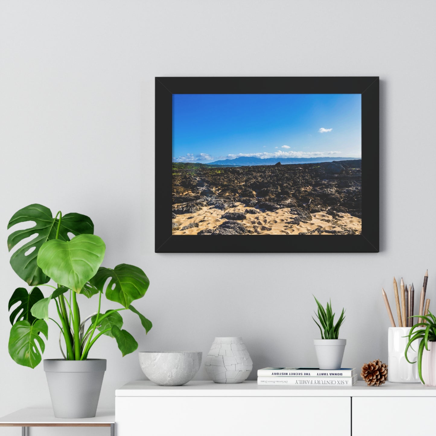 Hawaiian Shores: Volcanic Rock Serenity - Photography Print