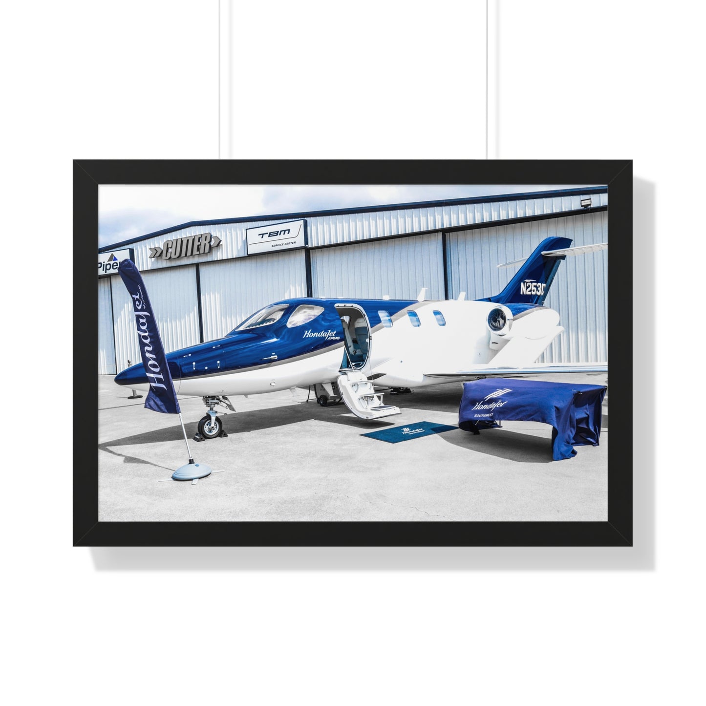 Private Plane Bliss: Aircraft Outside the Hangar - Framed Photography Print