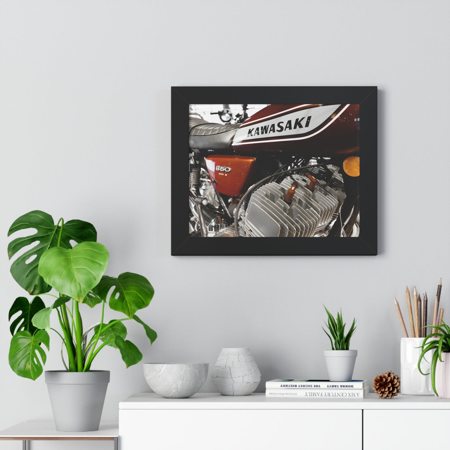 Kawasaki Motorcycles at the Barber Vintage Motorsports Museum - Framed Print