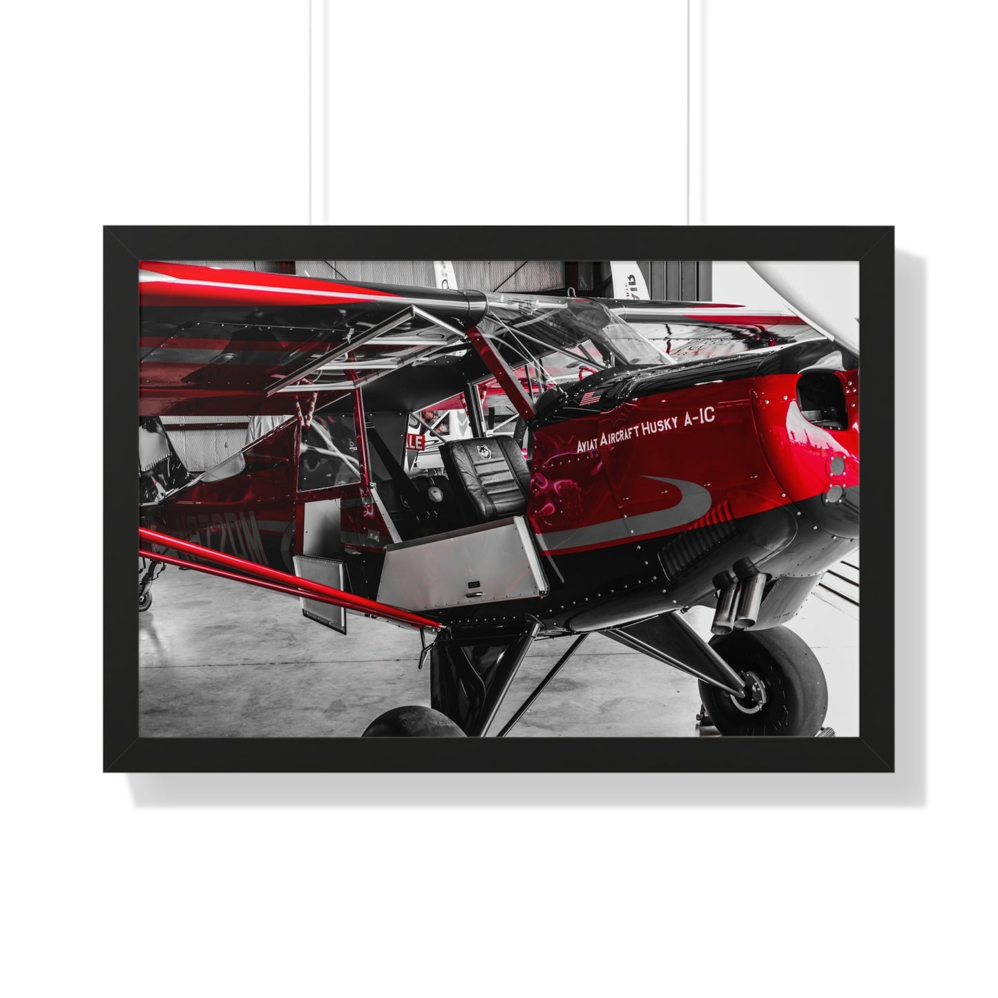 Hangar Haven: Airplane Inside the Hangar - Framed Photography Print