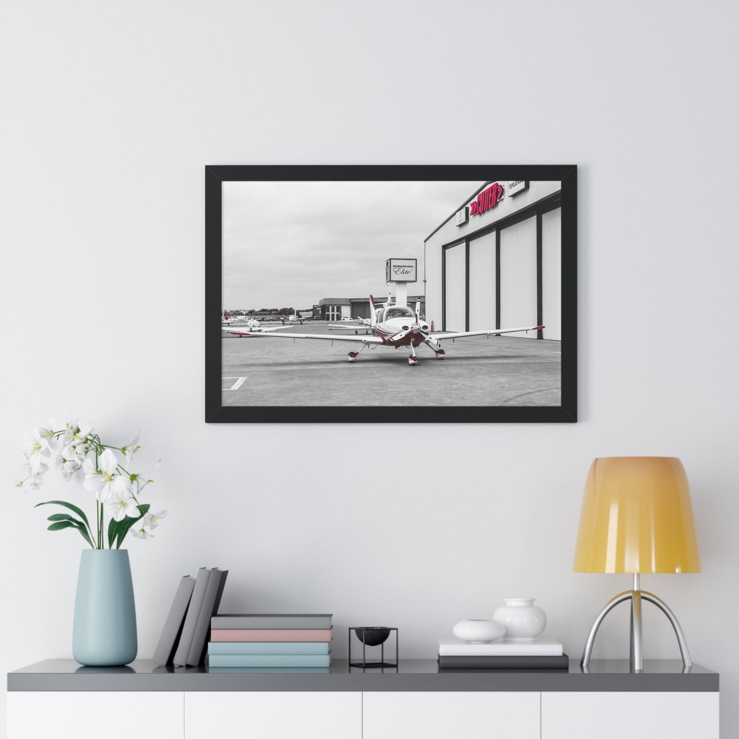 Ready for Takeoff: Airplane Outside the Hangar - Framed Photography Print