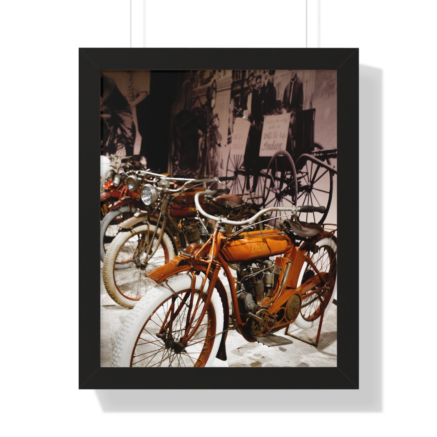 Vintage Indian Bikes at the Barber Vintage Motorsports Museum - Framed Print