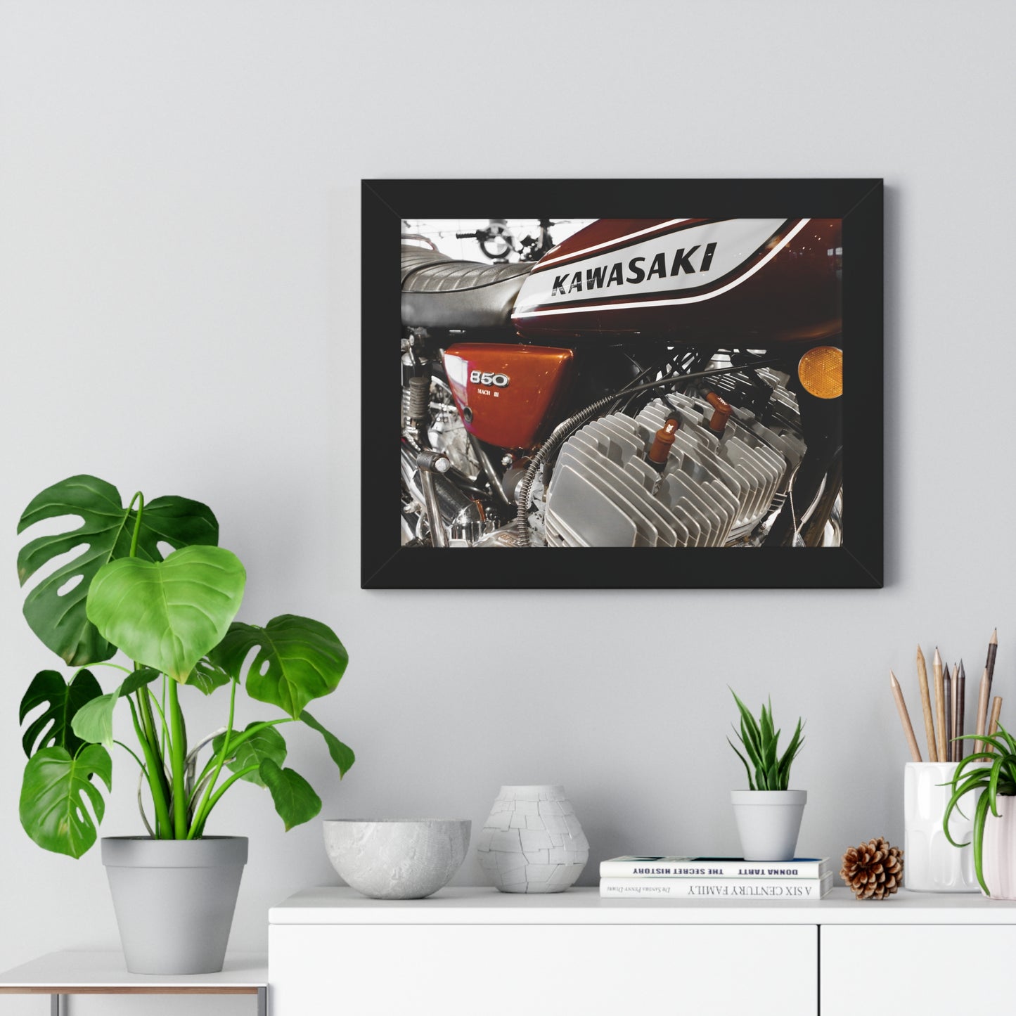 Kawasaki Motorcycles at the Barber Vintage Motorsports Museum - Framed Print