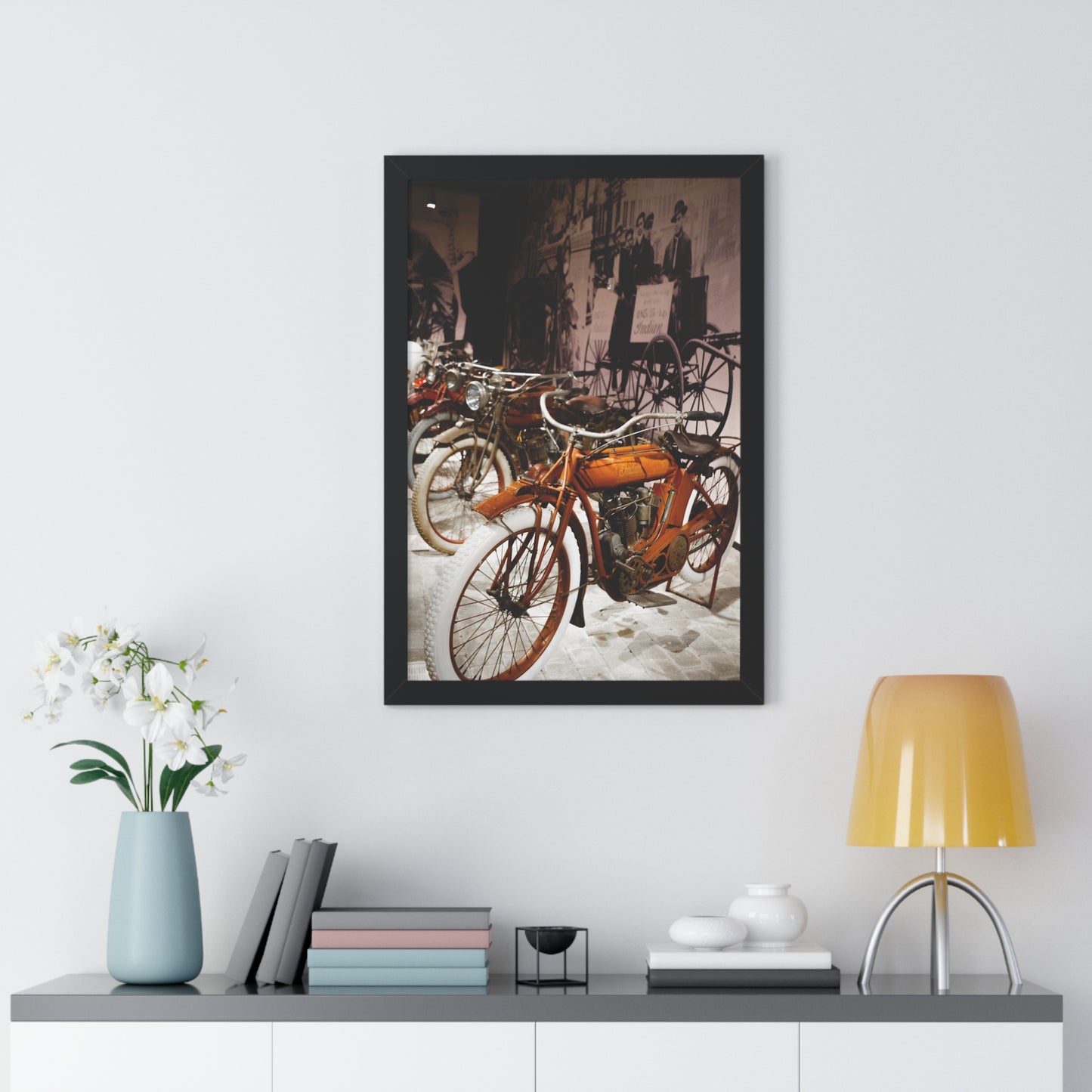 Vintage Indian Bikes at the Barber Vintage Motorsports Museum - Framed Print